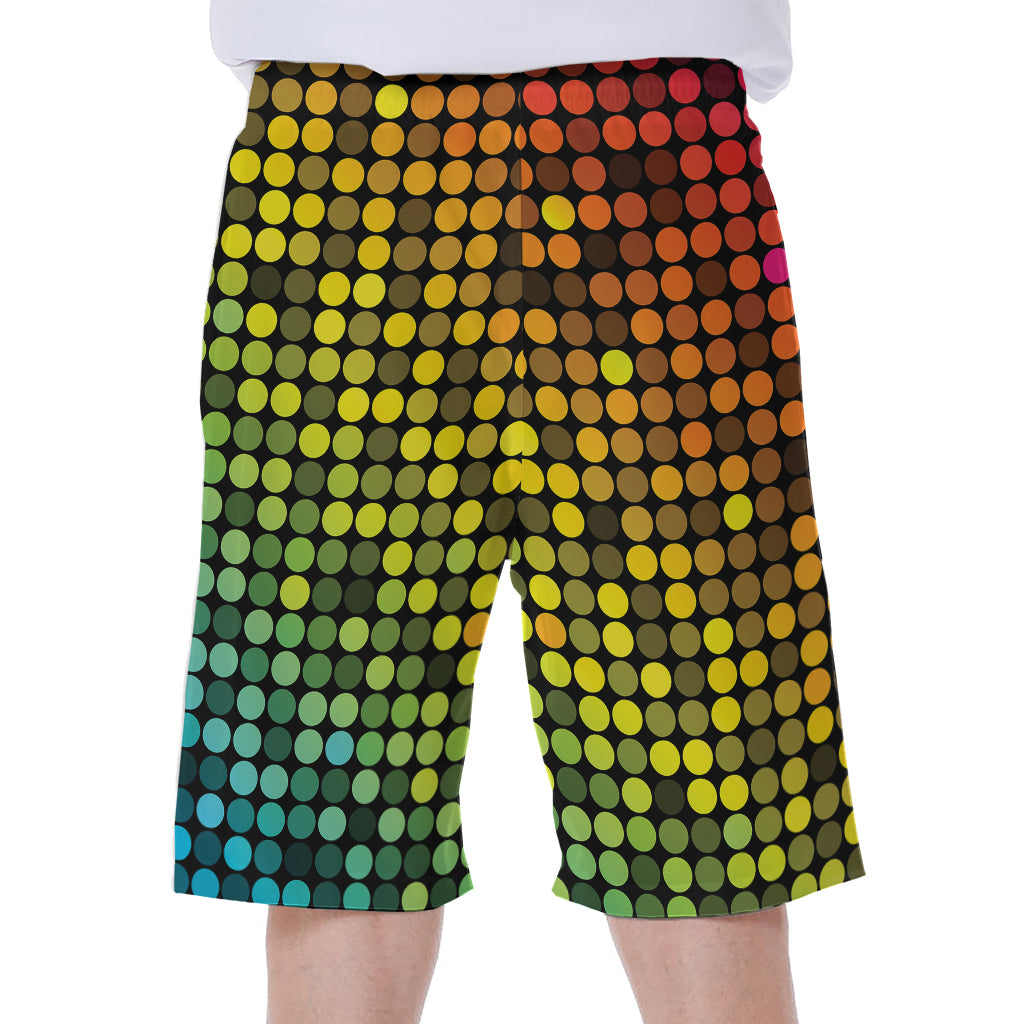 Colorful Disco Lights Pattern Print Men's Beach Shorts