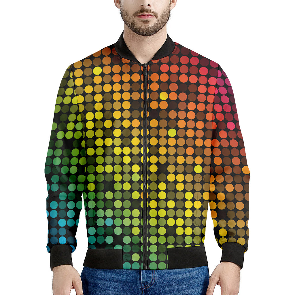 Colorful Disco Lights Pattern Print Men's Bomber Jacket