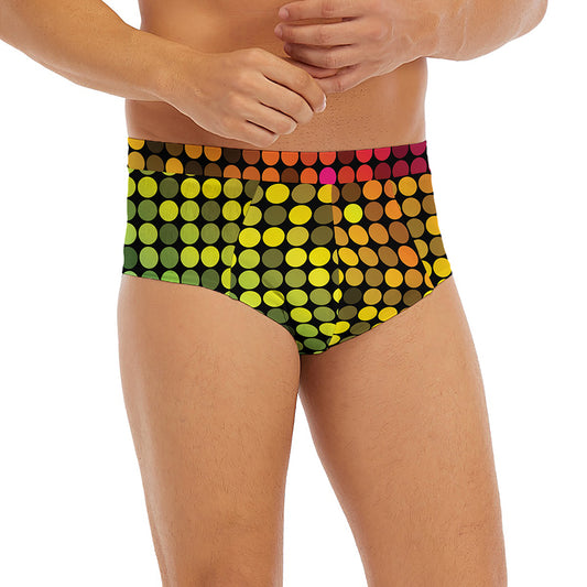 Colorful Disco Lights Pattern Print Men's Briefs