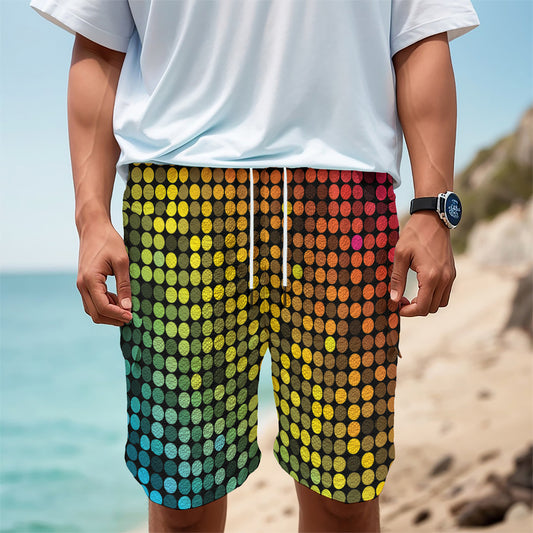 Colorful Disco Lights Pattern Print Men's Cargo Shorts