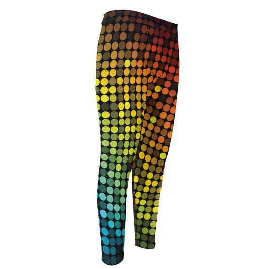 Colorful Disco Lights Pattern Print Men's Compression Pants