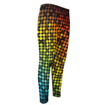 Colorful Disco Lights Pattern Print Men's Compression Pants