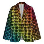 Colorful Disco Lights Pattern Print Men's Cotton Blazer