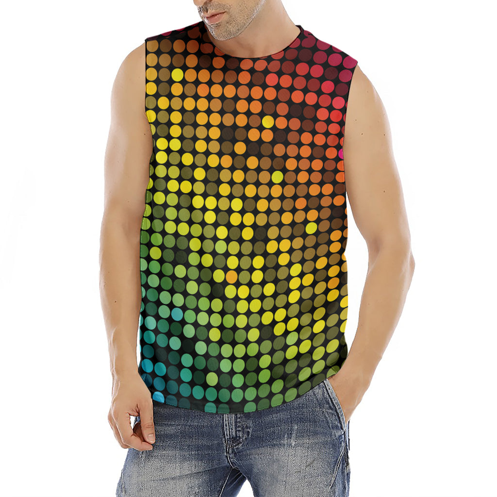 Colorful Disco Lights Pattern Print Men's Fitness Tank Top