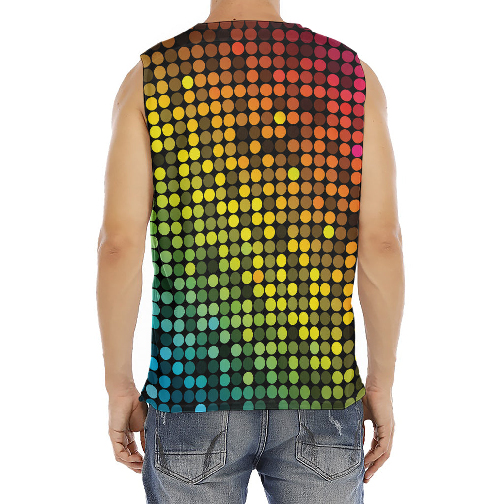 Colorful Disco Lights Pattern Print Men's Fitness Tank Top