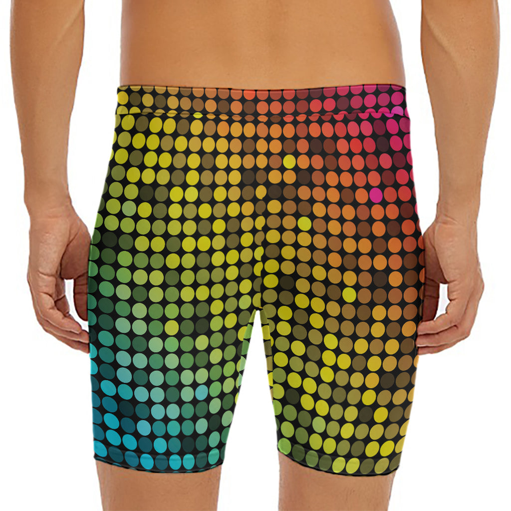 Colorful Disco Lights Pattern Print Men's Long Boxer Briefs