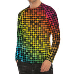Colorful Disco Lights Pattern Print Men's Long Sleeve Rash Guard