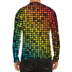 Colorful Disco Lights Pattern Print Men's Long Sleeve Rash Guard