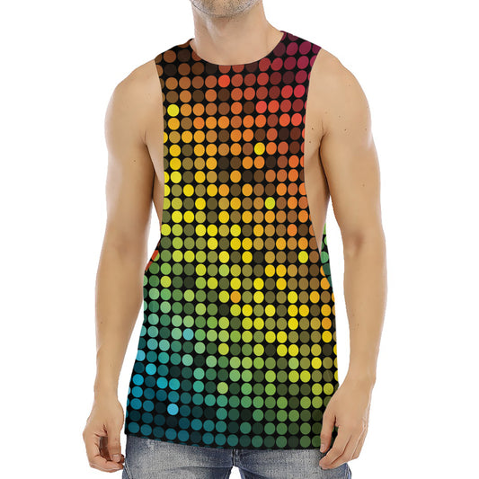 Colorful Disco Lights Pattern Print Men's Muscle Tank Top
