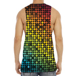 Colorful Disco Lights Pattern Print Men's Muscle Tank Top