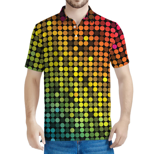 Colorful Disco Lights Pattern Print Men's Polo Shirt
