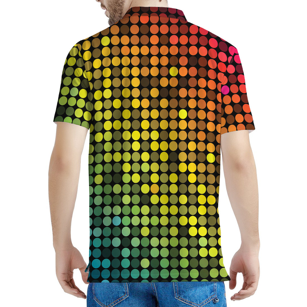 Colorful Disco Lights Pattern Print Men's Polo Shirt