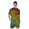 Colorful Disco Lights Pattern Print Men's Romper