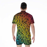 Colorful Disco Lights Pattern Print Men's Rompers