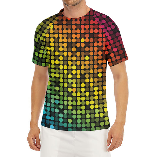 Colorful Disco Lights Pattern Print Men's Short Sleeve Rash Guard