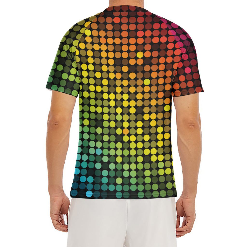 Colorful Disco Lights Pattern Print Men's Short Sleeve Rash Guard