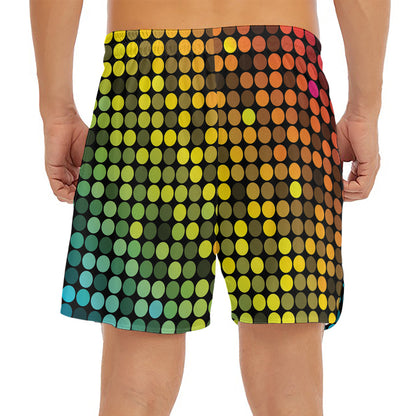 Colorful Disco Lights Pattern Print Men's Split Running Shorts