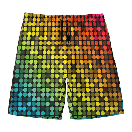Colorful Disco Lights Pattern Print Men's Swim Trunks