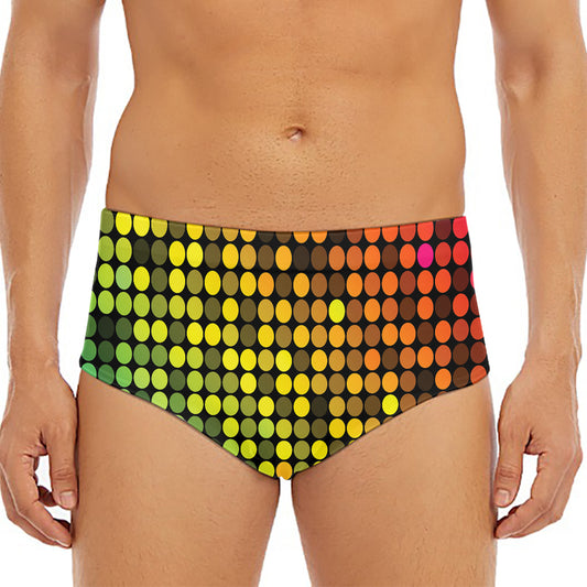 Colorful Disco Lights Pattern Print Men's Triangle Swim Briefs