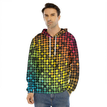 Colorful Disco Lights Pattern Print Men's Velvet Pullover Hoodie