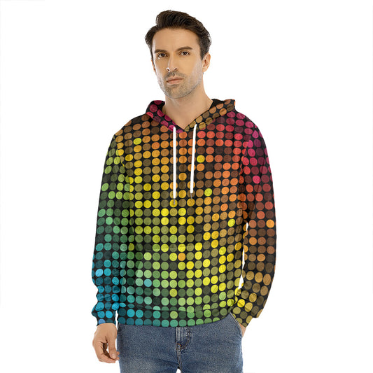 Colorful Disco Lights Pattern Print Men's Velvet Pullover Hoodie