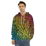 Colorful Disco Lights Pattern Print Men's Velvet Pullover Hoodie