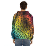 Colorful Disco Lights Pattern Print Men's Velvet Pullover Hoodie