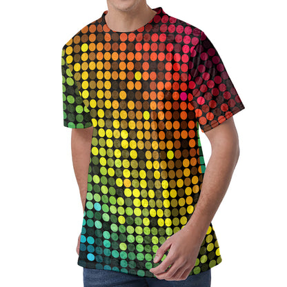 Colorful Disco Lights Pattern Print Men's Velvet T-Shirt