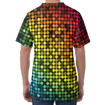 Colorful Disco Lights Pattern Print Men's Velvet T-Shirt