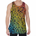 Colorful Disco Lights Pattern Print Men's Velvet Tank Top