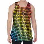 Colorful Disco Lights Pattern Print Men's Velvet Tank Top