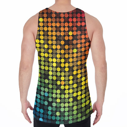 Colorful Disco Lights Pattern Print Men's Velvet Tank Top