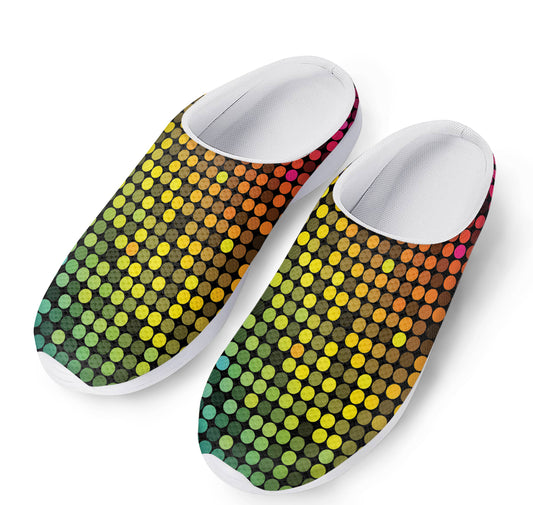 Colorful Disco Lights Pattern Print Mesh Casual Shoes