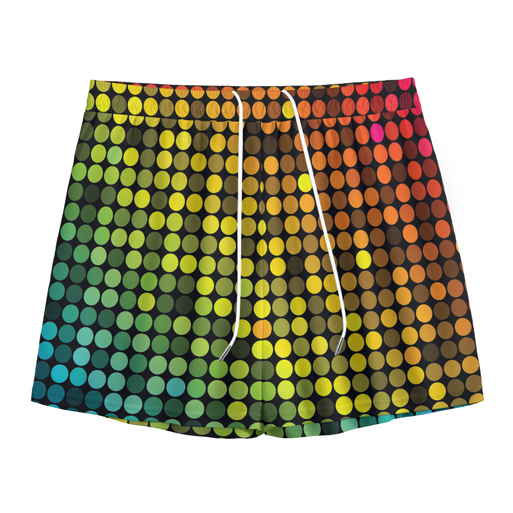 Colorful Disco Lights Pattern Print Mesh Shorts