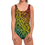 Colorful Disco Lights Pattern Print One Piece Swimsuit