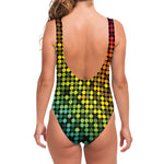 Colorful Disco Lights Pattern Print One Piece Swimsuit