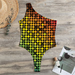 Colorful Disco Lights Pattern Print One Shoulder Bodysuit