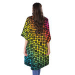 Colorful Disco Lights Pattern Print Open Front Beach Cover Up