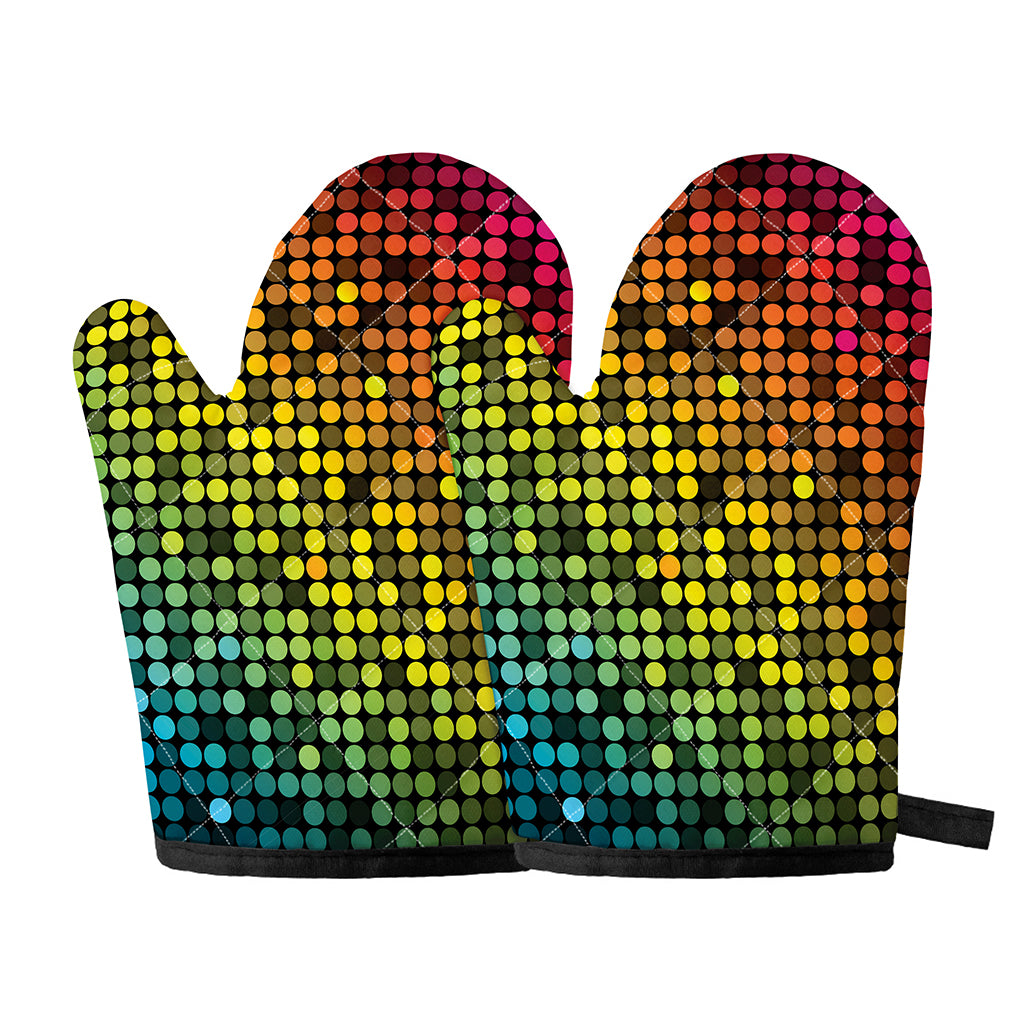Colorful Disco Lights Pattern Print Oven Mitts