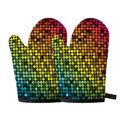 Colorful Disco Lights Pattern Print Oven Mitts