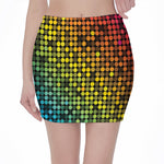 Colorful Disco Lights Pattern Print Pencil Mini Skirt
