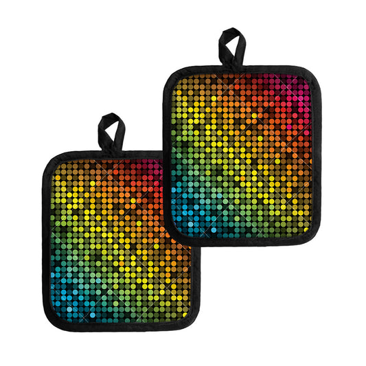 Colorful Disco Lights Pattern Print Pot Holders