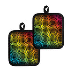 Colorful Disco Lights Pattern Print Pot Holders