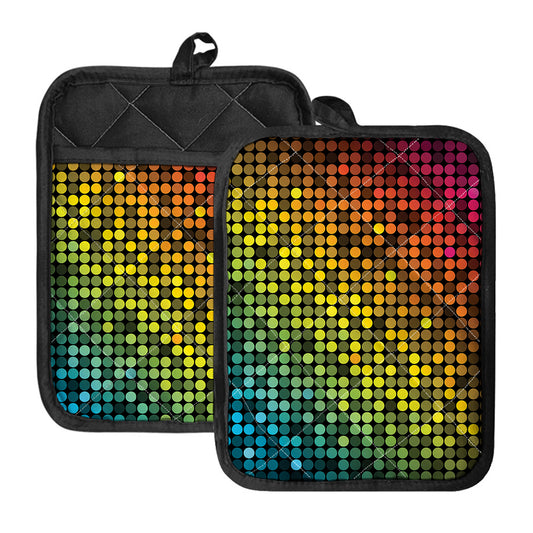 Colorful Disco Lights Pattern Print Pot Holders With Pocket