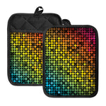 Colorful Disco Lights Pattern Print Pot Holders With Pocket