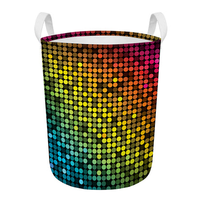 Colorful Disco Lights Pattern Print Round Laundry Basket