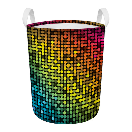 Colorful Disco Lights Pattern Print Round Laundry Basket