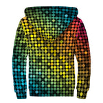 Colorful Disco Lights Pattern Print Sherpa Lined Zip Up Hoodie