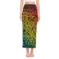 Colorful Disco Lights Pattern Print Side Slit Maxi Skirt