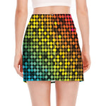 Colorful Disco Lights Pattern Print Side Slit Mini Skirt